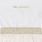 Girls Ivory & Gold Logo Dress, 1, hi-res