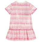 Girls White & Pink Zig Zag Embellished Sequin Dress, 1, hi-res