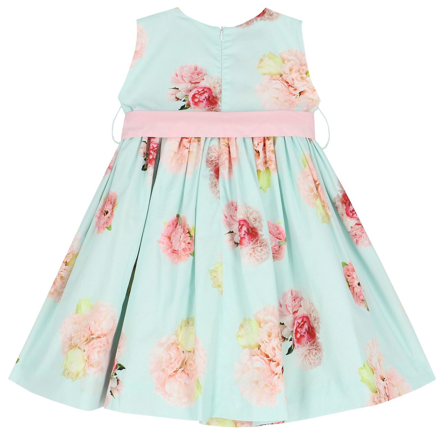 Girls Blue Floral Bow Dress, 1, hi-res image number null