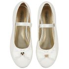 Girls White Bow Leather Shoes, 2, hi-res