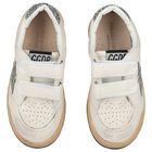 Girls Ivory & Silver Logo Trainers, 1, hi-res
