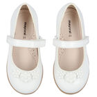 Younger Girls White Patent Flower Ballerina Shoes, 1, hi-res