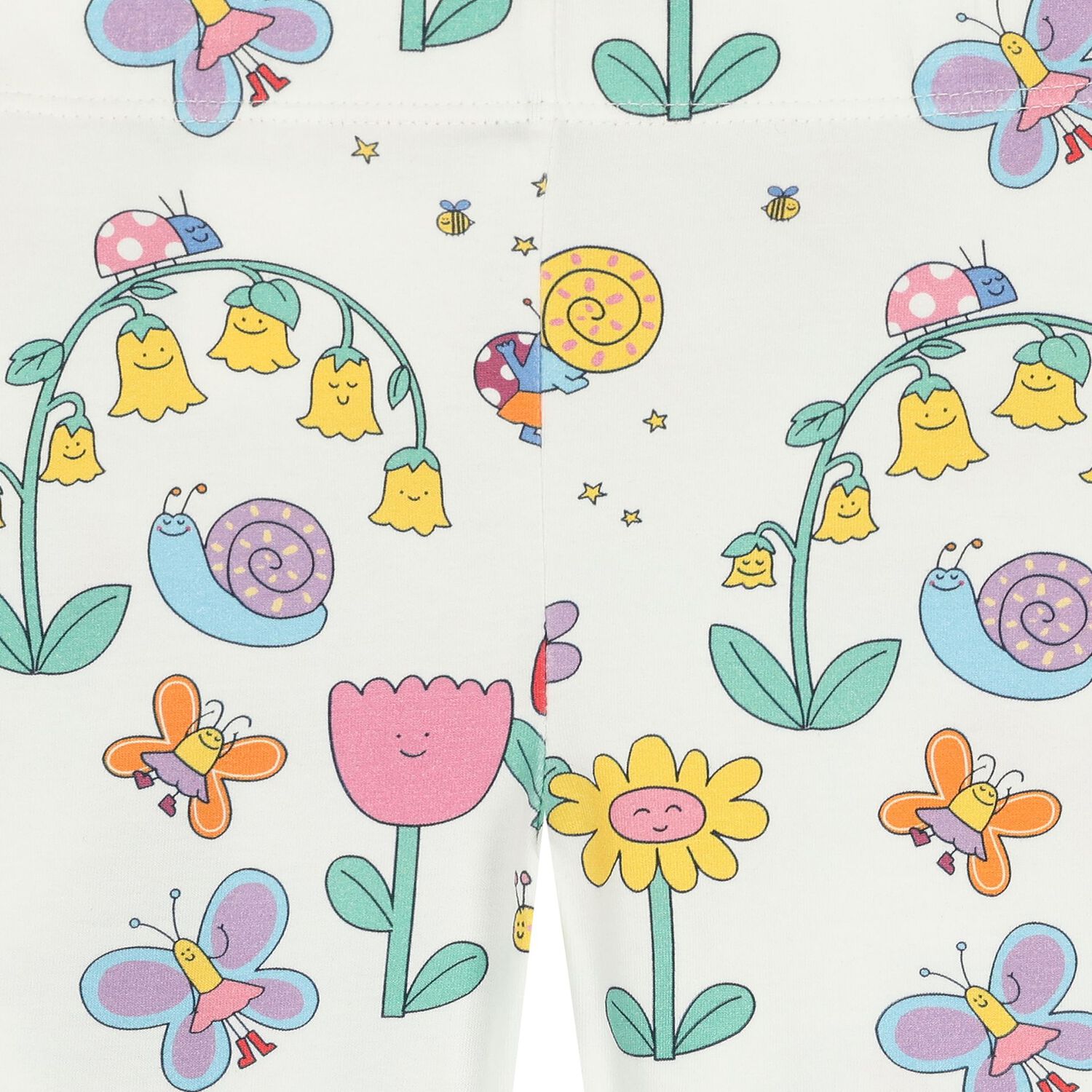 Younger Girls White Flower Leggings, 1, hi-res