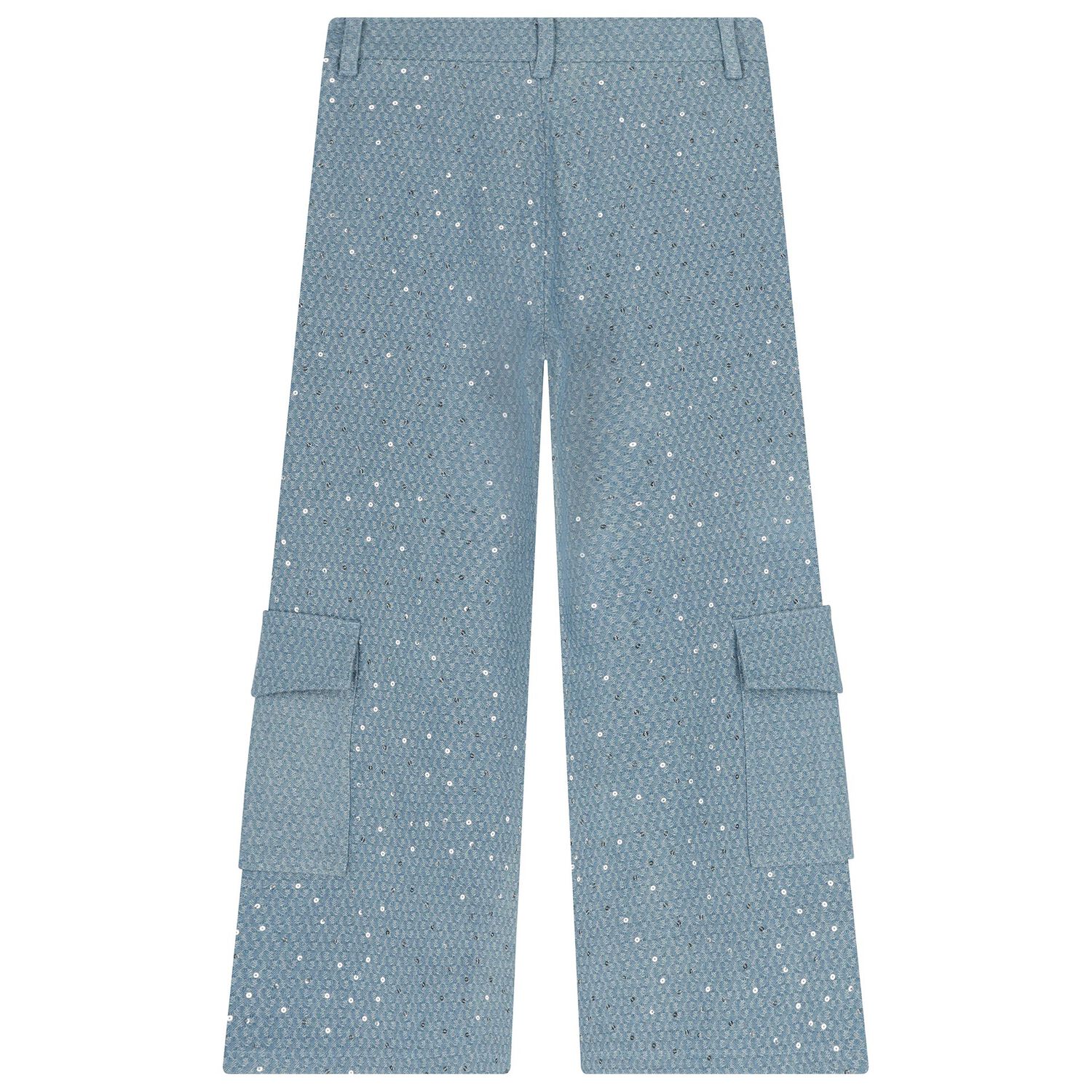 Girls Blue Embellished Trousers, 1, hi-res