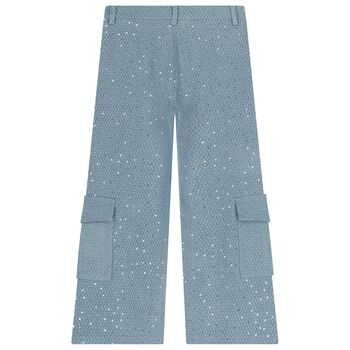 Girls Blue Embellished Trousers
