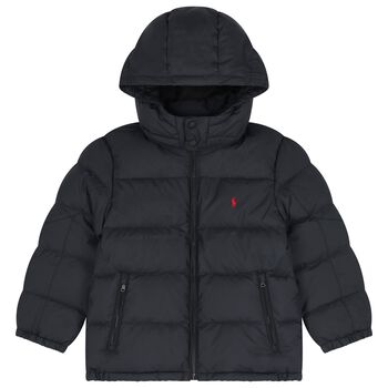 Boys Black Logo Puffer Jacket