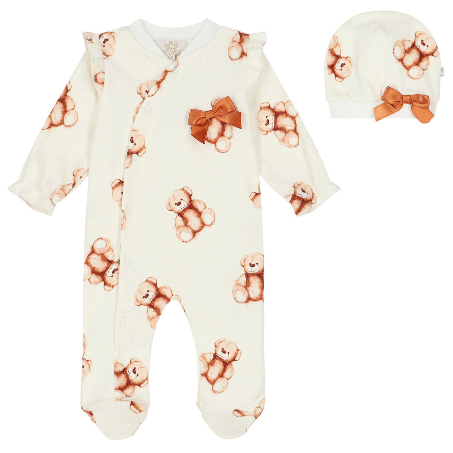 Baby Girls Ivory Teddy Bear Babygrow Set, 1, hi-res