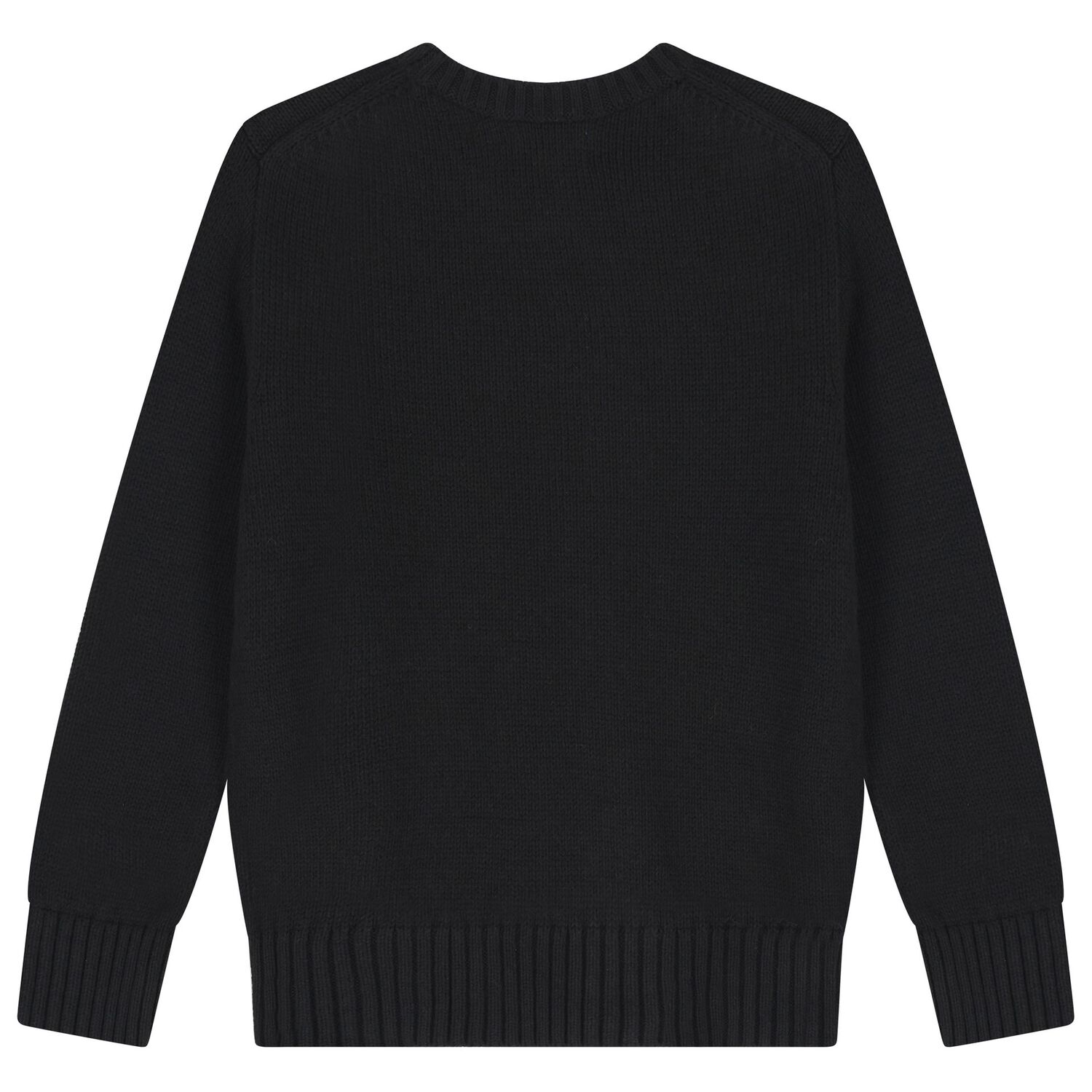 Boys Black Polo Bear Knitted Jumper, 1, hi-res