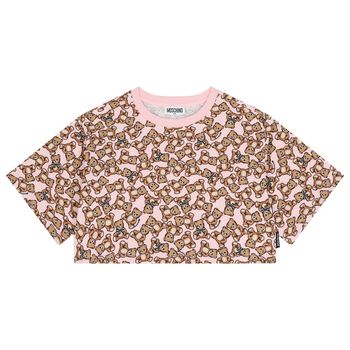 Girls Pink Teddy Bear Logo T-Shirt
