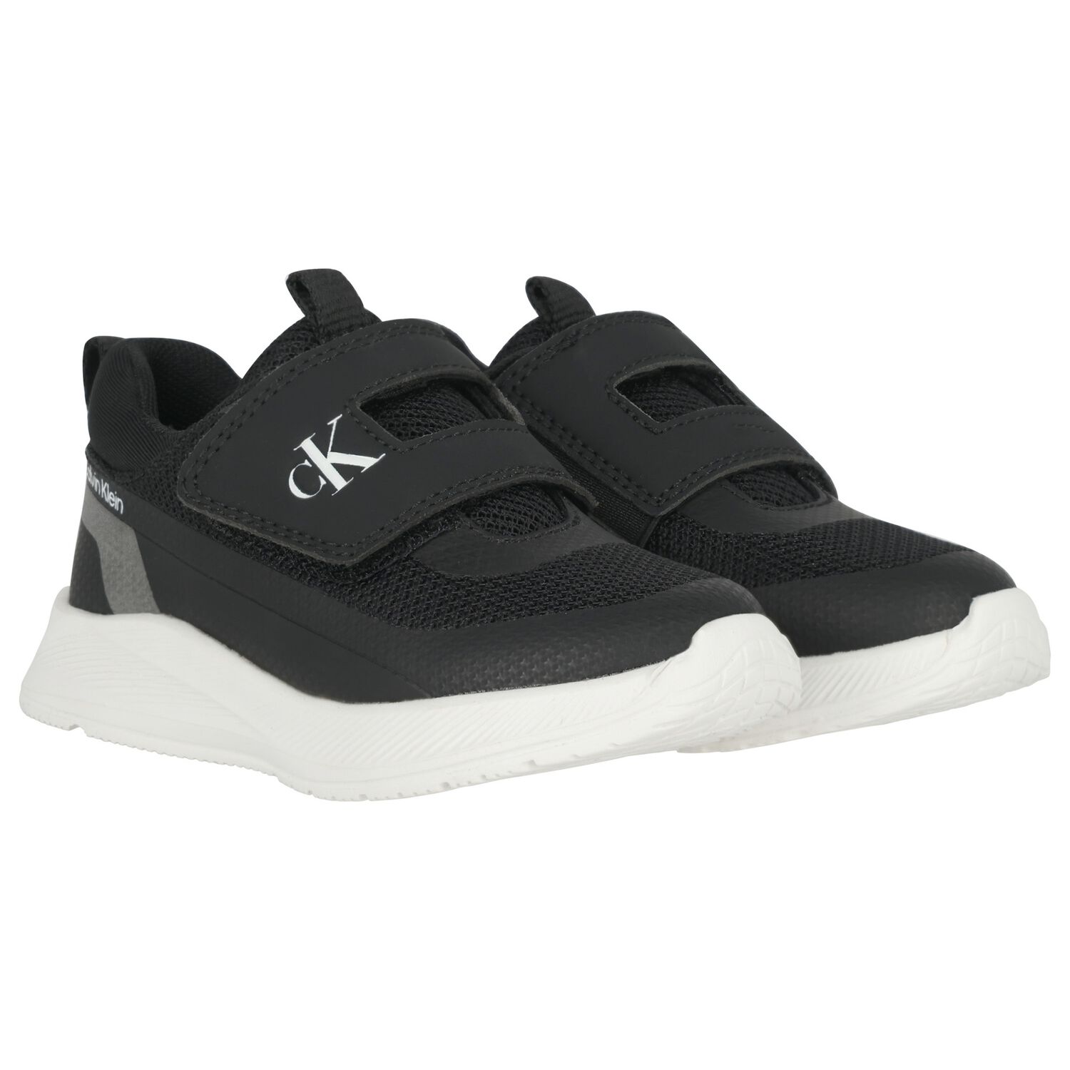 Black Mesh Logo Trainers, 1, hi-res