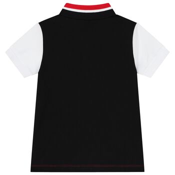 Boys White & Red Logo Polo Shirt