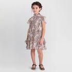 Girls Beige Paisley Ruffle Tiered Dress, 1, hi-res