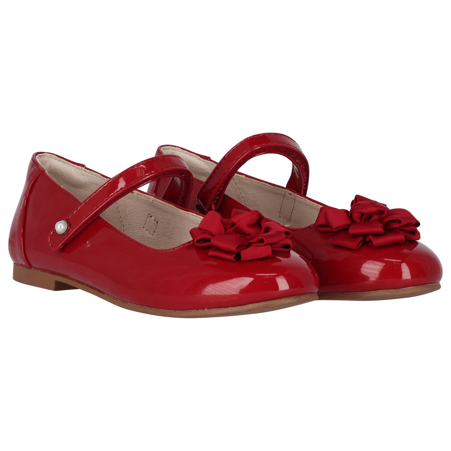 Girls Red Patent Leather Ballerina Shoes, 1, hi-res image number null