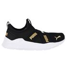 Boys Black Logo Slip On Trainers, 1, hi-res