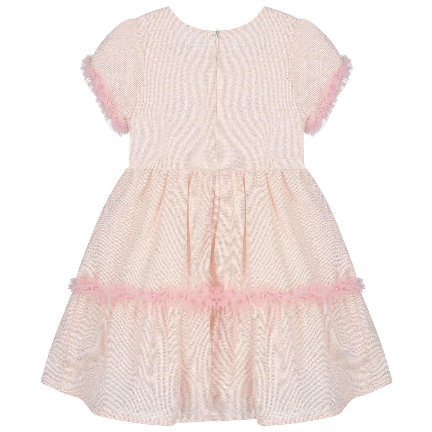 Girls Pink & Gold Bow Dress, 1, hi-res