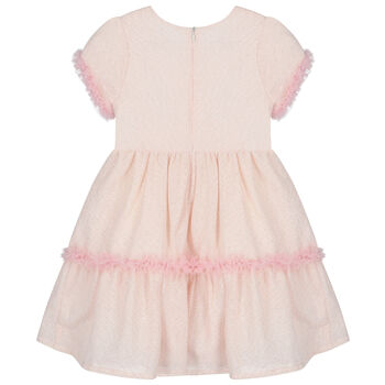 Girls Pink & Gold Bow Dress