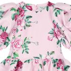 Girls Pink Floral Satin Dress, 1, hi-res