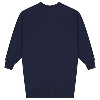 Girls Navy Blue Polo Bear Sweatshirt Dress