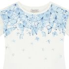 Girls White & Blue Butterfly Skirt Set, 1, hi-res