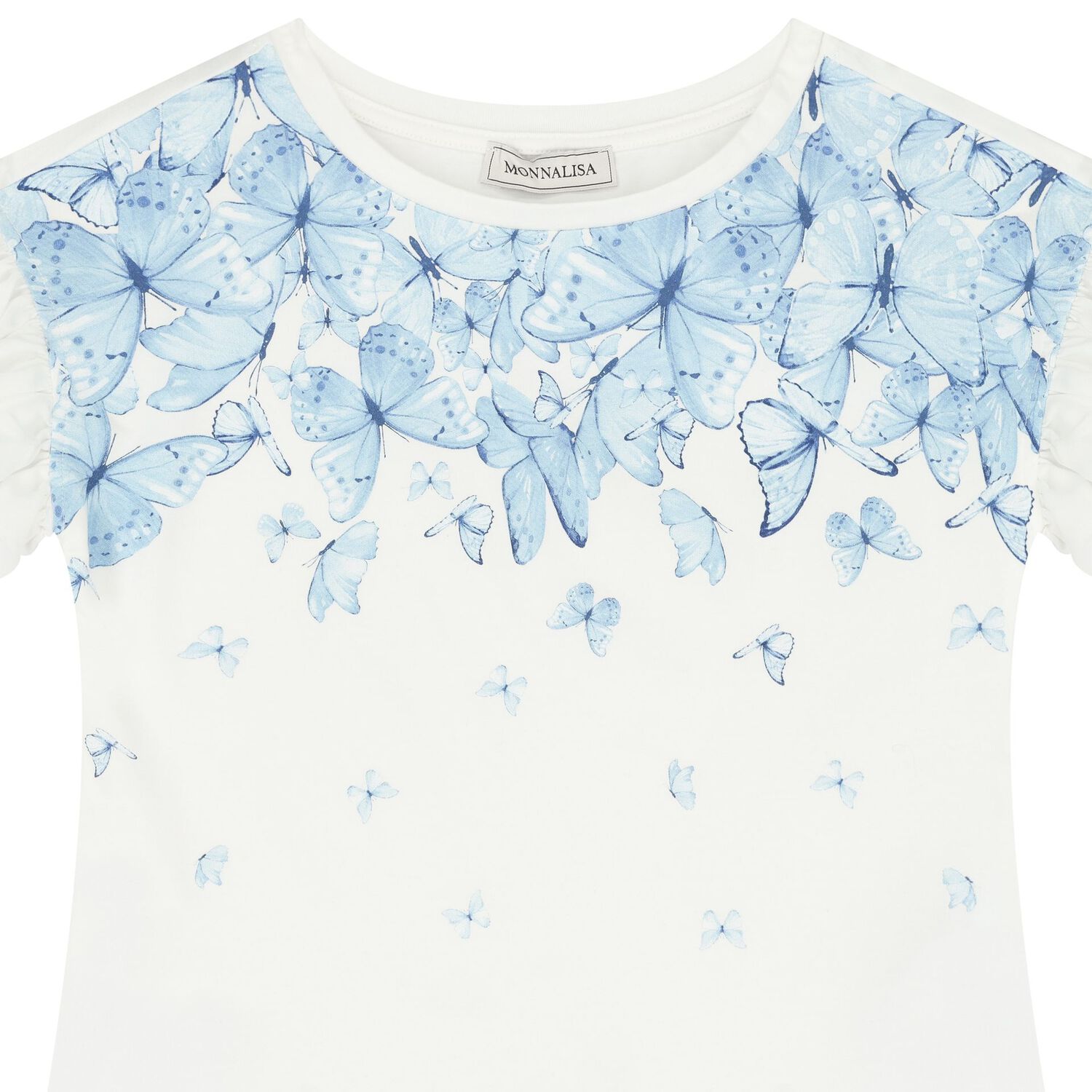 Girls White & Blue Butterfly Skirt Set, 1, hi-res image number null