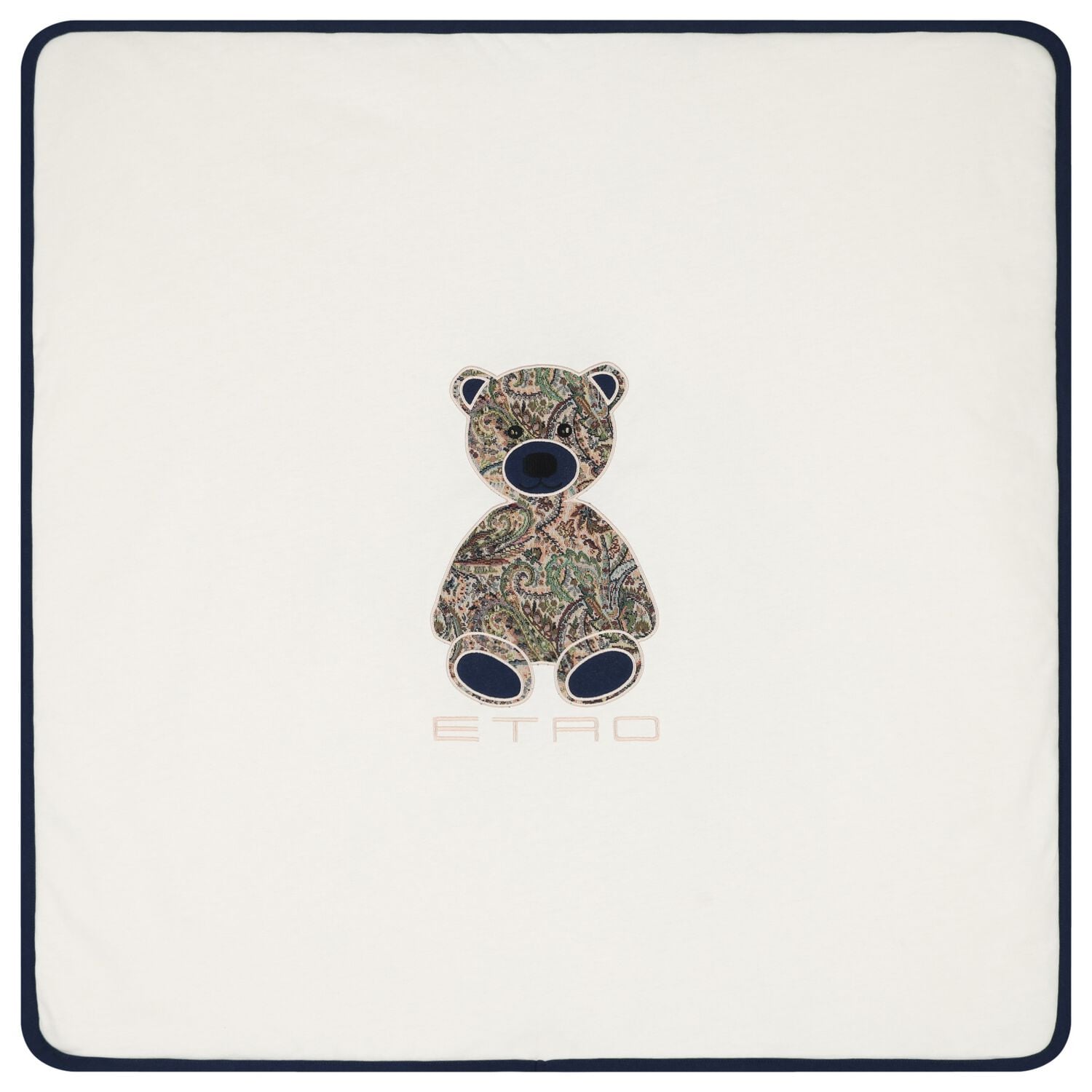White & Navy Blue Teddy Bear Logo Baby Blanket, 1, hi-res