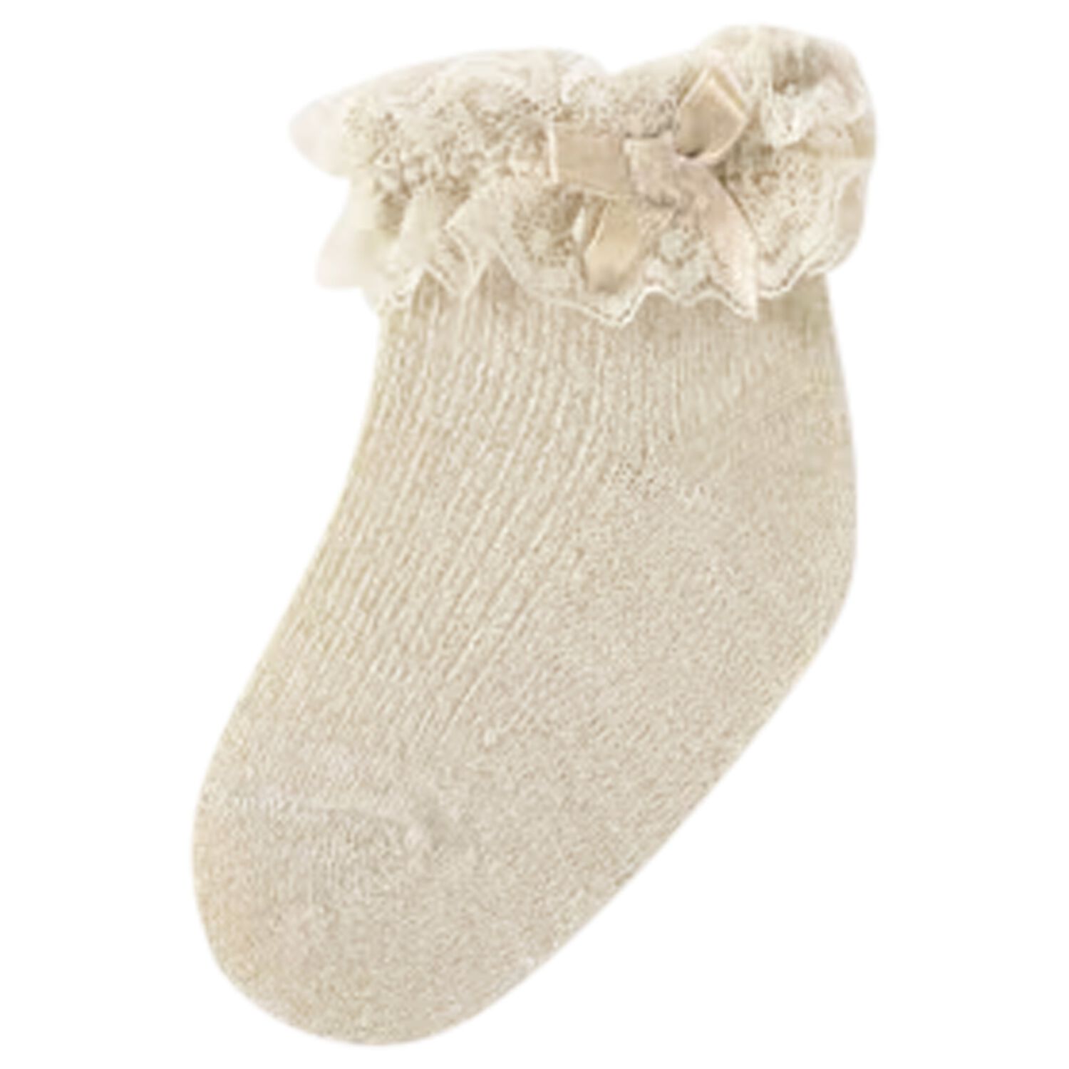 Baby Girls Beige Lace Socks, 3, hi-res