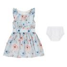 Baby Girls Blue Floral & Butterfly Dress Set, 1, hi-res