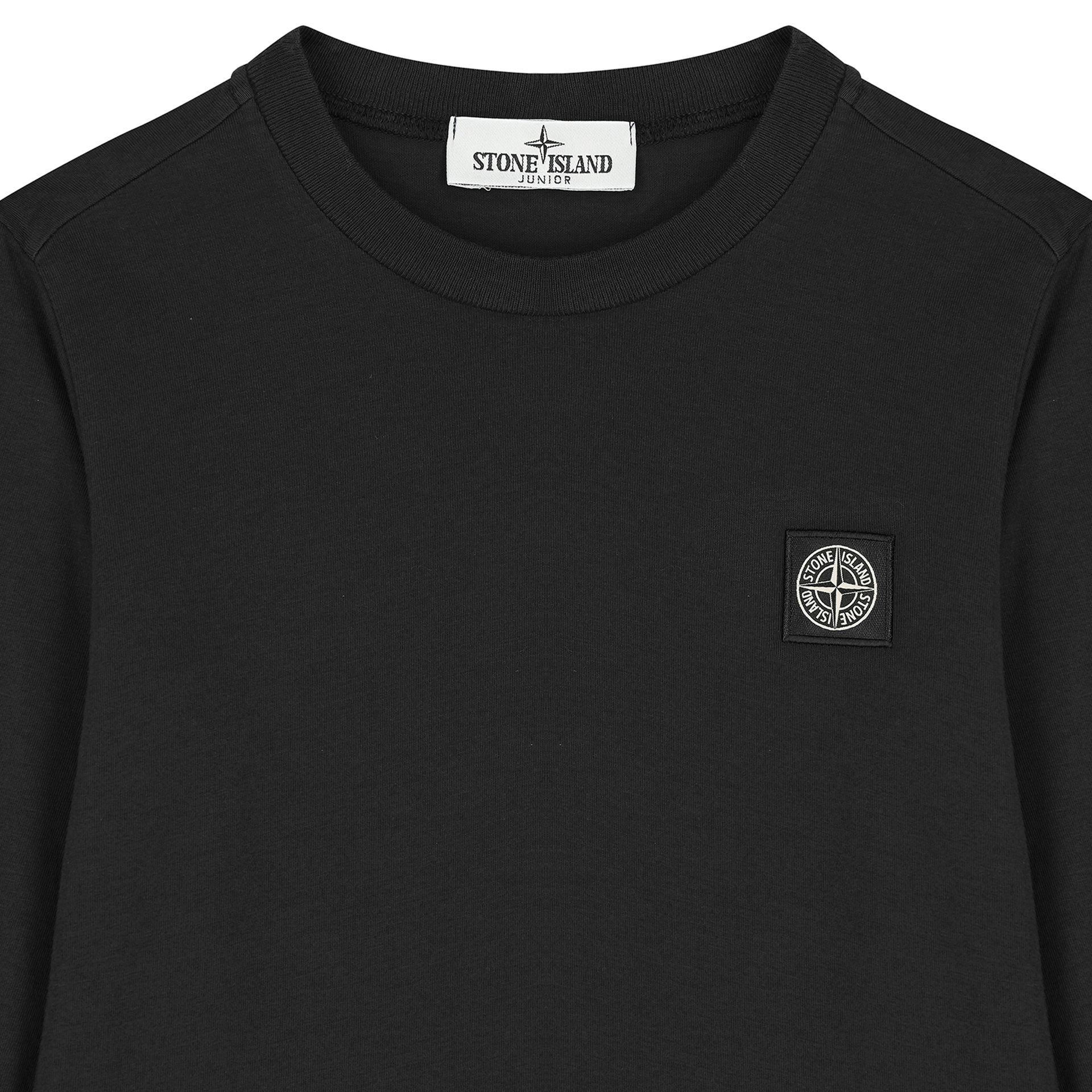 Stone Island Boys Black Logo Long Sleeve Top Junior Couture UK