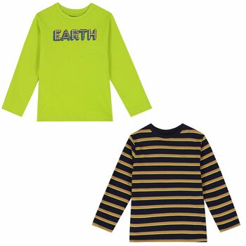 Mayoral Boys Green & Navy Long Sleeve Tops ( 2-Pack ), 2 Boys Green & Navy Long Sleeve Tops ( 2-Pack )