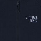 Boys Navy Blue & Beige Hooded Zip Up Top, 1, hi-res