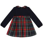 Younger Girls Navy Blue & Red Dress, 1, hi-res