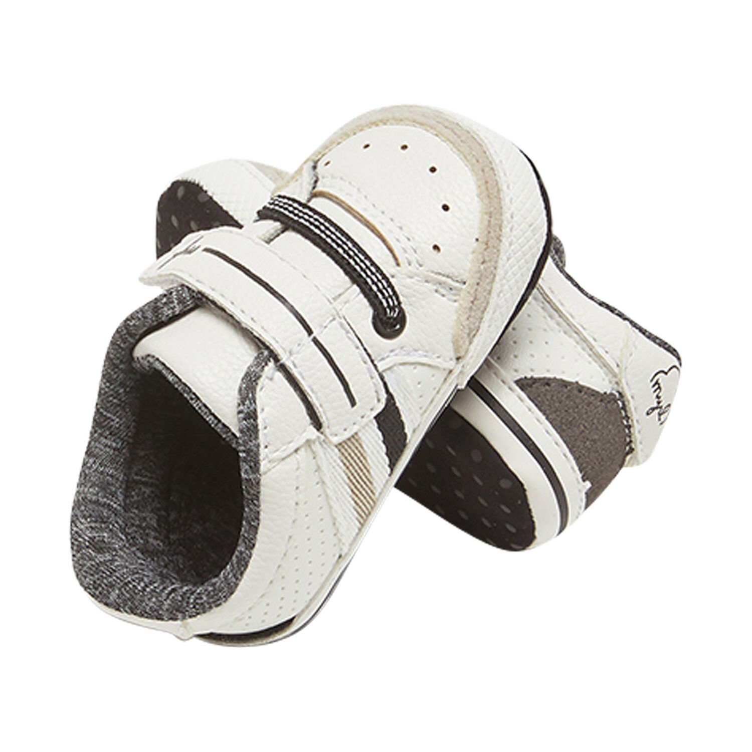 Baby Boys White & Navy TrainersÃ‚Â , 1, hi-res image number null