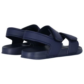 Boys Navy Blue Logo Sandals