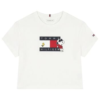 Girls White Snoopy Logo T-Shirt