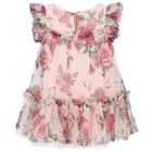 Baby Girls Pink & Red Floral Tulle Dress, 3, hi-res