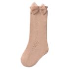 Younger Girls Pink Bow Knitted Socks, 1, hi-res