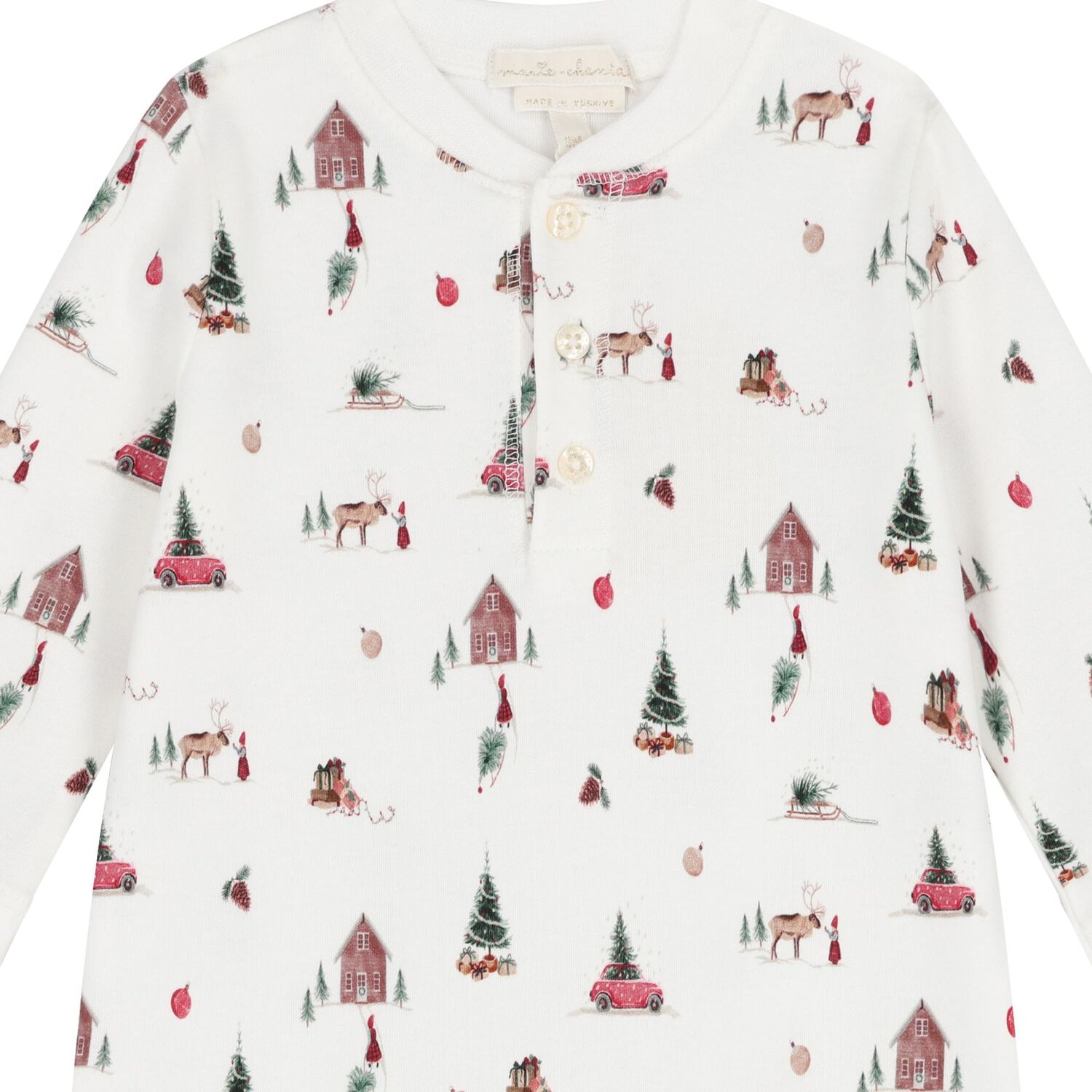 Ivory Christmas Tree Baby Romper, 1, hi-res