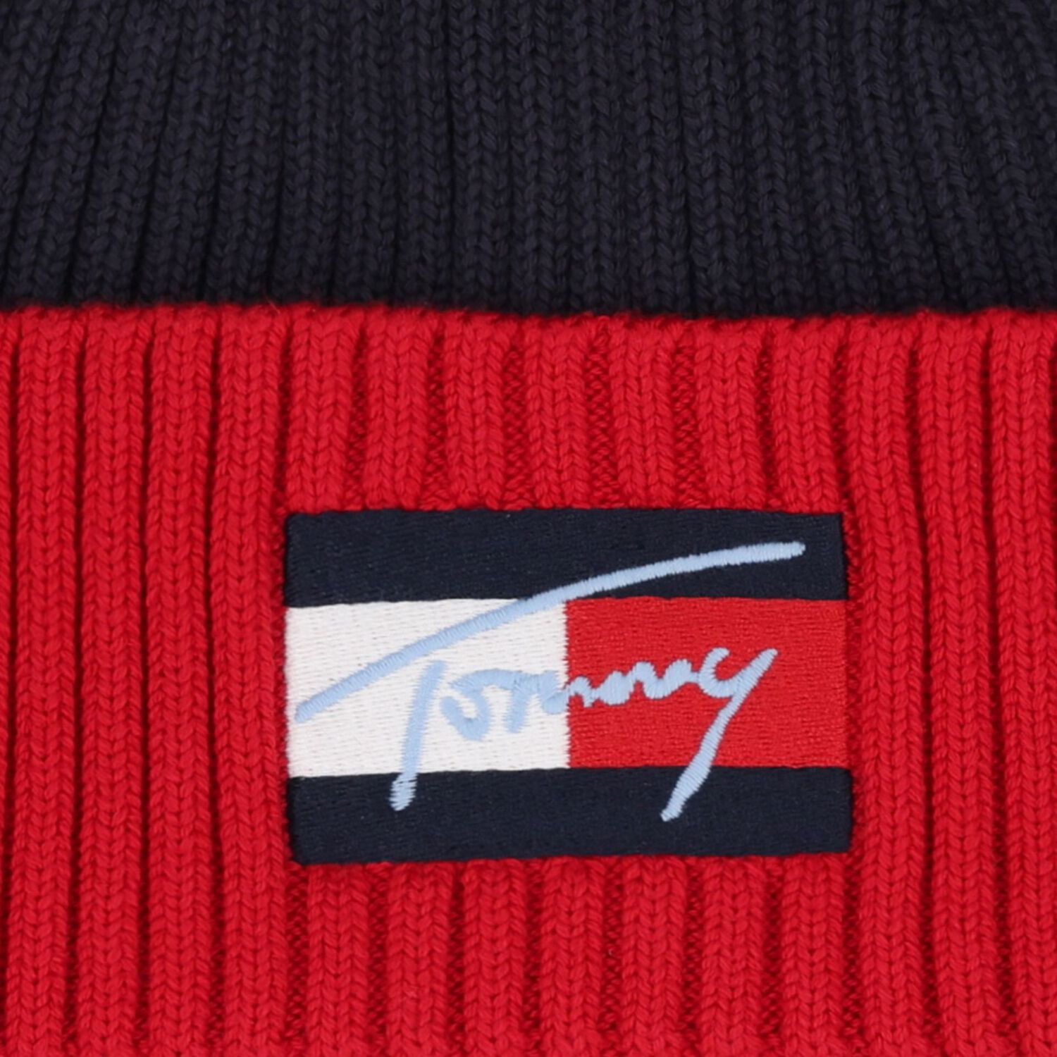 Navy Blue & Red Logo Beanie Hat, 1, hi-res