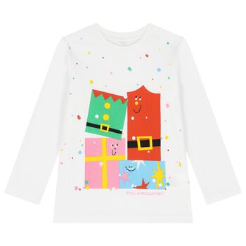 Girls White Gifts Long Sleeve Top