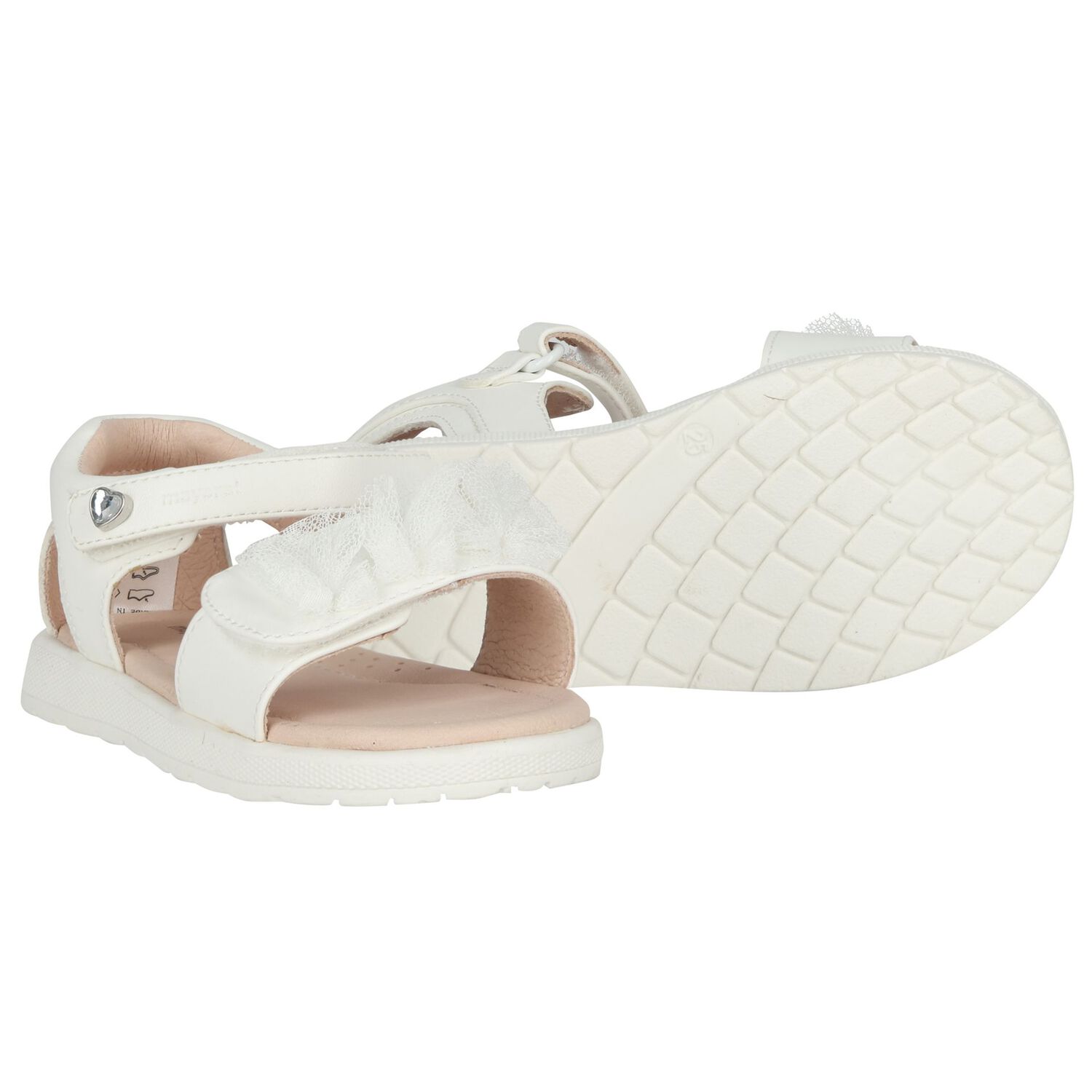 Younger Girls White Logo Sandals, 2, hi-res