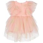 Younger Girls Pink Tiered Tulle Dress, 1, hi-res
