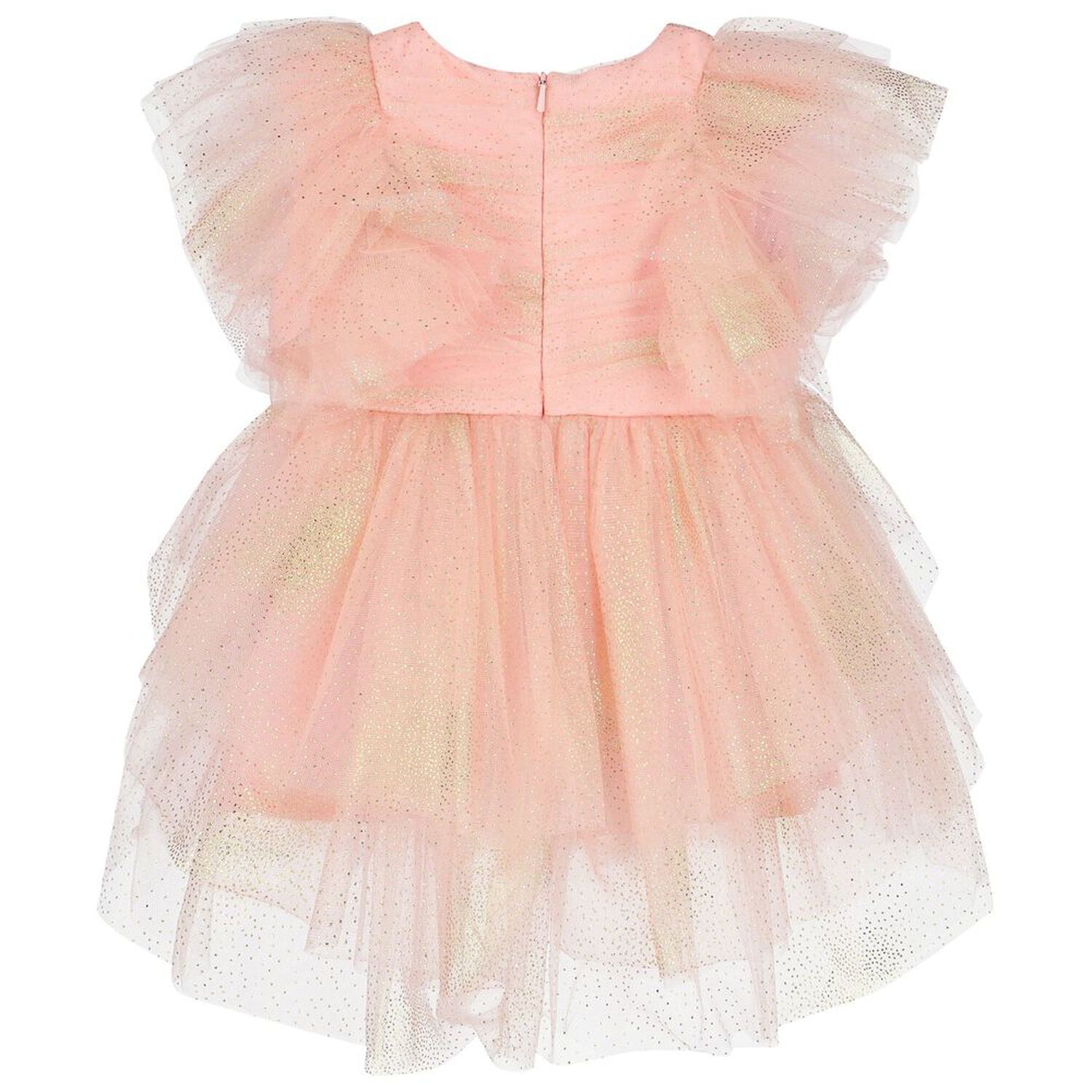 Younger Girls Pink Tiered Tulle Dress, 1, hi-res image number null