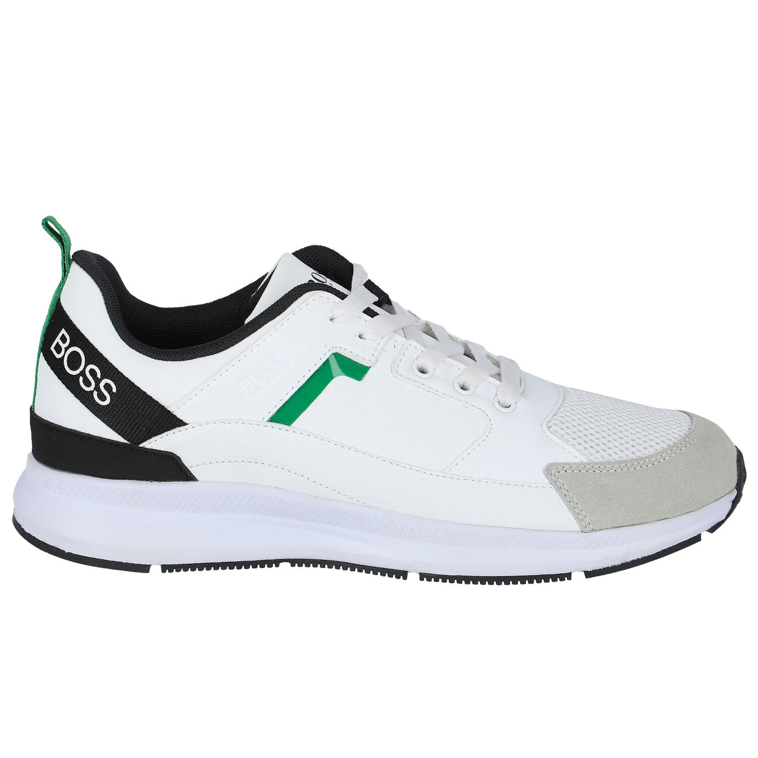 Boys White Mini Me Logo Trainers, 1, hi-res