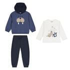 Younger Boys Ivory & Navy Blue Polar Bear Tracksuit Set (3 Piece), 2, hi-res