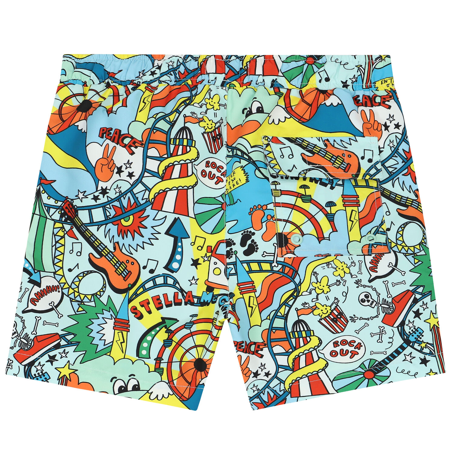 Boys Aqua Graphic Swim Shorts, 1, hi-res