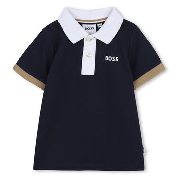 Younger Boys Navy Blue Logo Polo Shirt