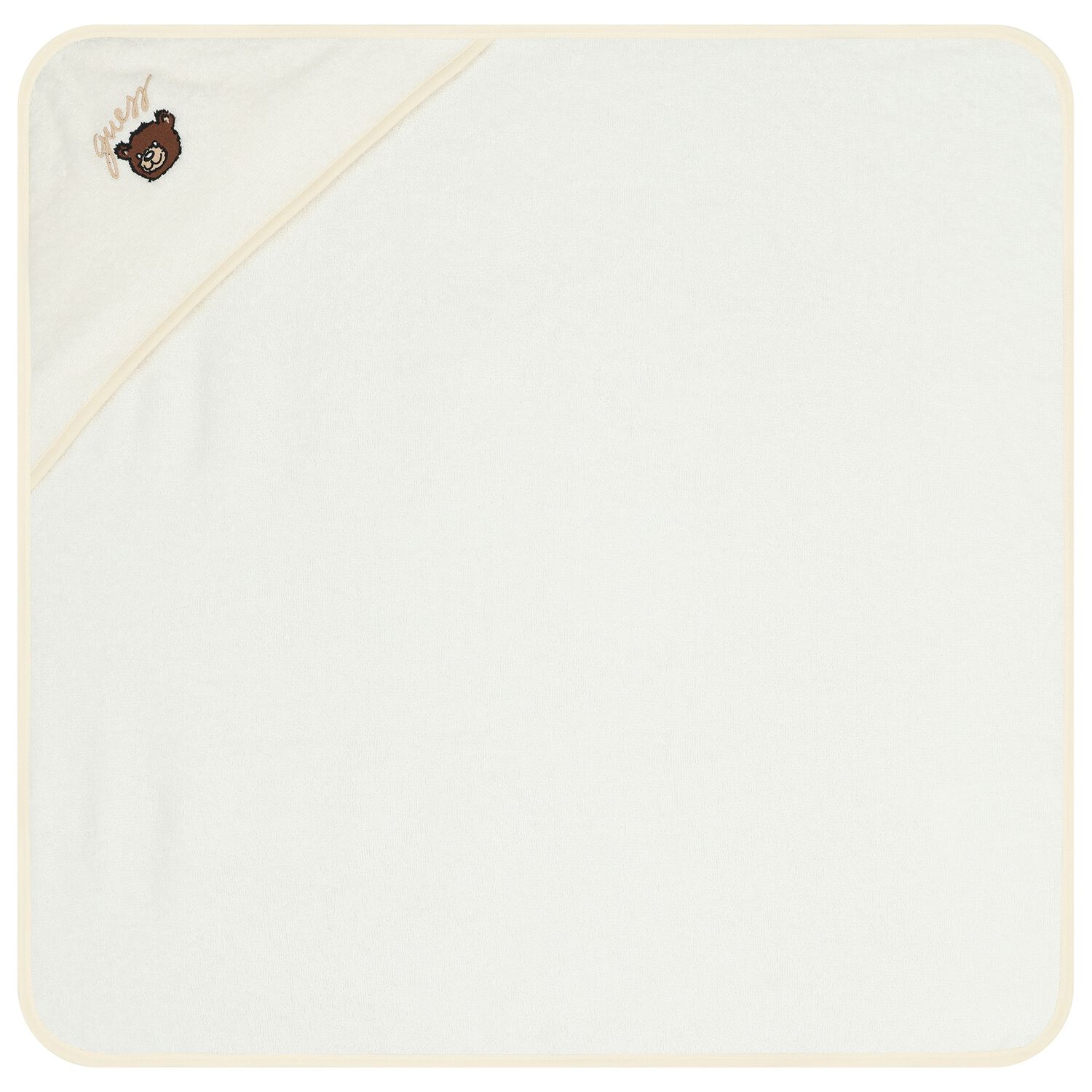 White Teddy Bear Logo Hooded Baby Towel, 1, hi-res