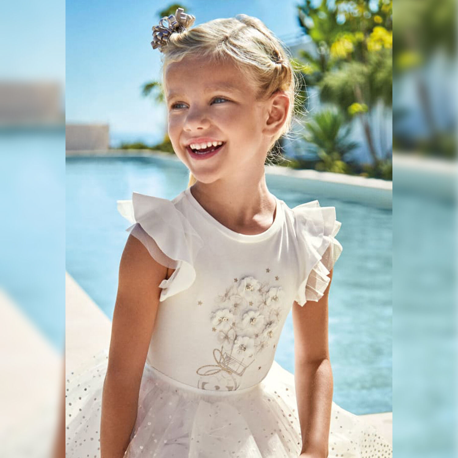 Girls Ivory Floral T-Shirt, 2, hi-res