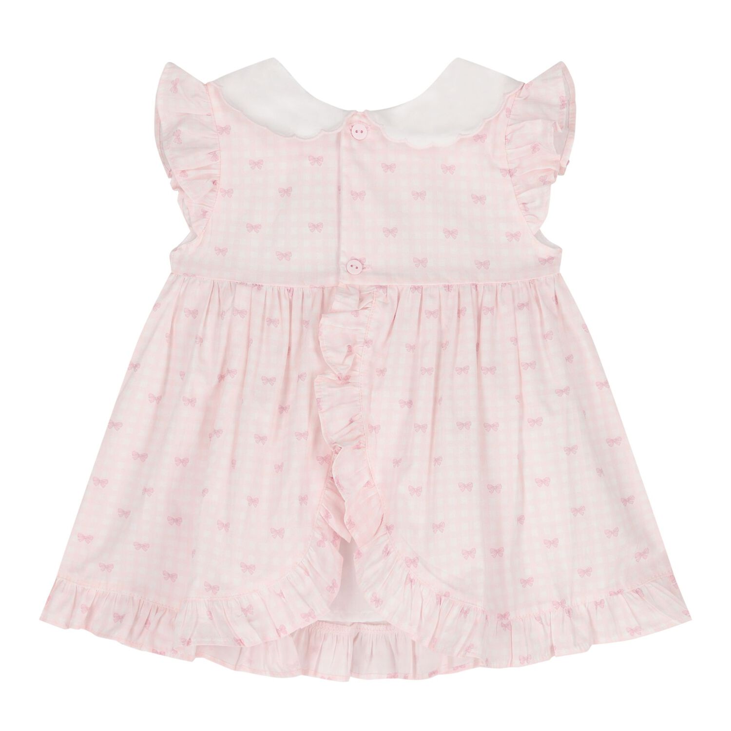 Baby Girls Pink & White Bow Dress Set, 1, hi-res