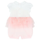 Baby Girls White & Pink Floral Romper, 1, hi-res